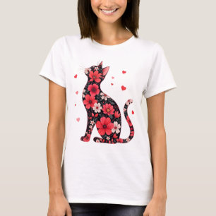 Glad Meowentines dag Blommig Katt Alla hjärtans da T Shirt