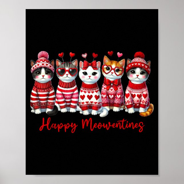 Glad Meowentines dag Roligt presentvalör Alla hjär Poster (Framsidan)