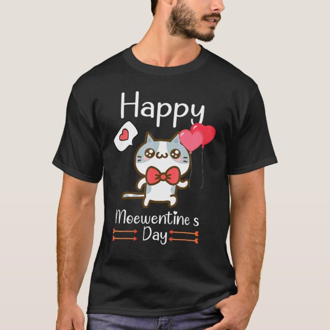 Glad Meowentines dag valentin för katt Söt Kis T Shirt (Framsida)