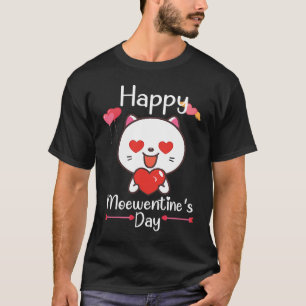 Glad Meowentins dag Valentin Katt Söt Meow Ko T Shirt