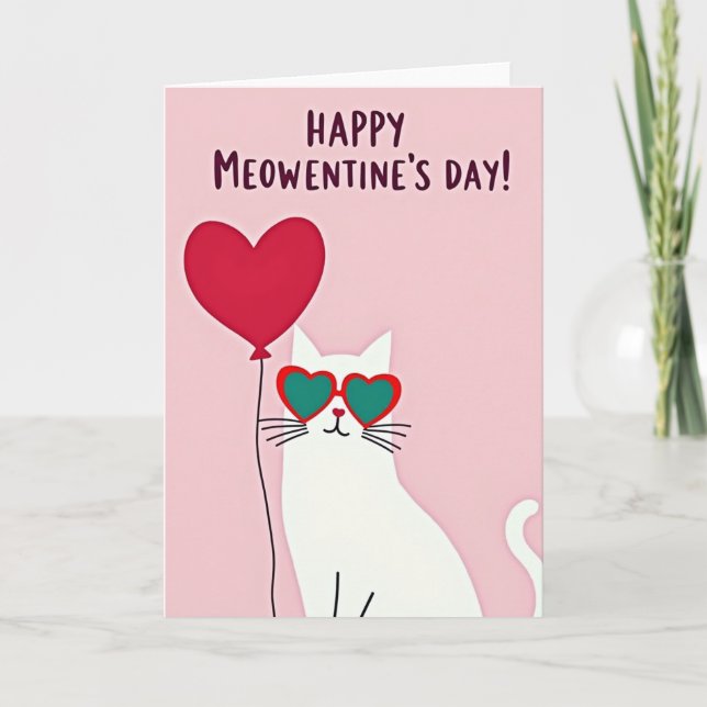 Glad Meowentinsdag Kattkort Kort (Framsida)