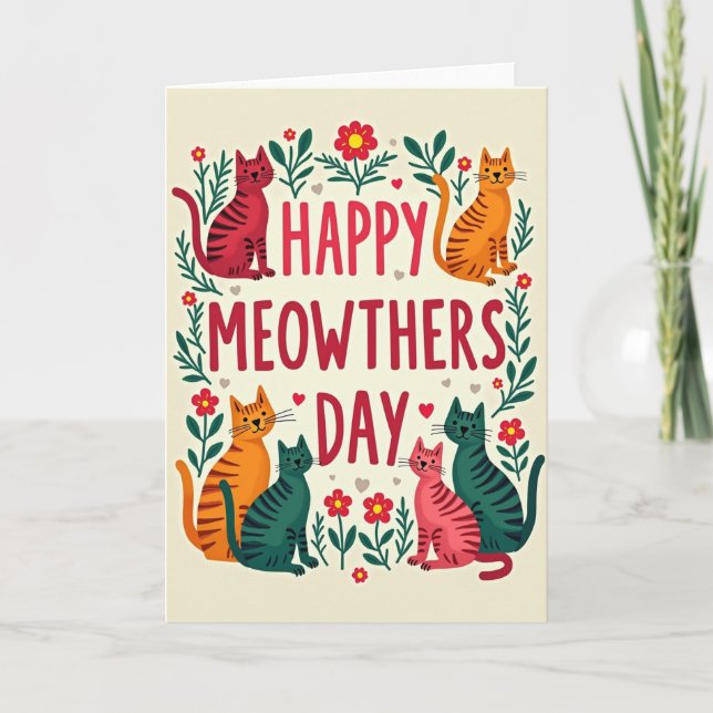 Glad Meowthers Day Katter Kort (Framsida)