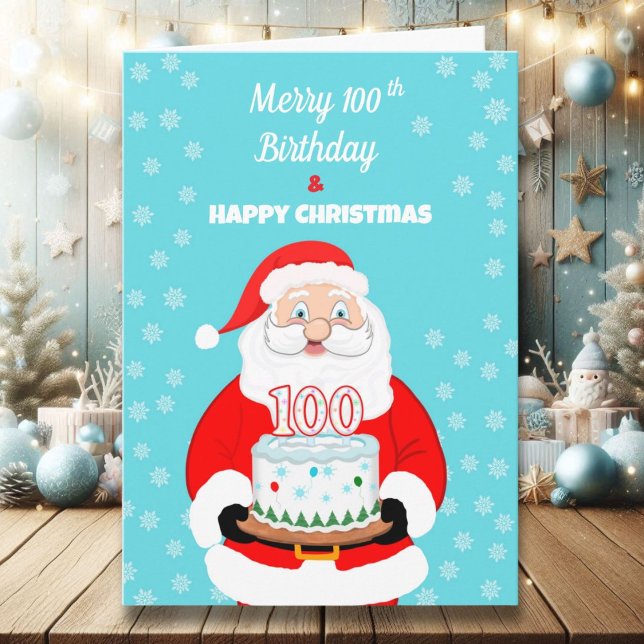 Glad Merry 100-års födelsedag jul Tomte  Kort (Skapare uppladdad)