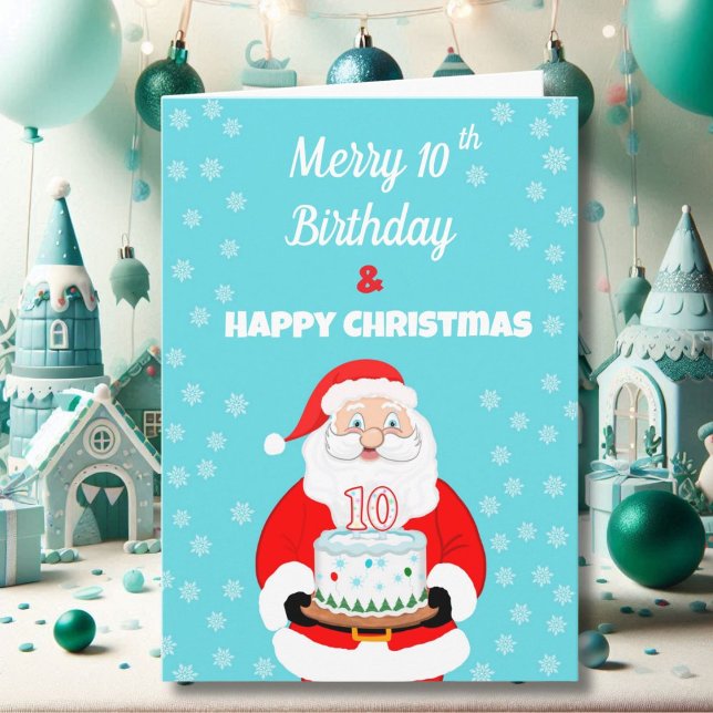 Glad Merry 10-års födelsedag jul tomte  Kort (Skapare uppladdad)