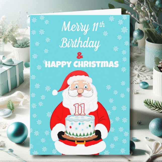 Glad Merry 11-års födelsedag jul tomte  Kort (Skapare uppladdad)