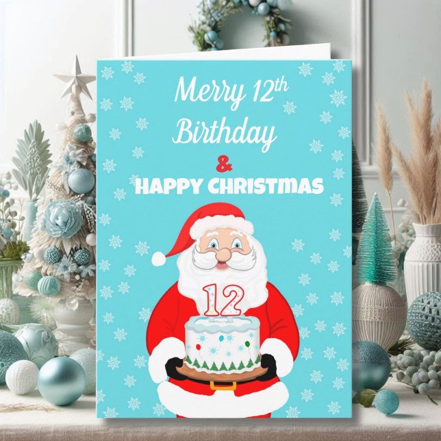 Glad Merry 12-års födelsedag jul tomte  Kort (Skapare uppladdad)