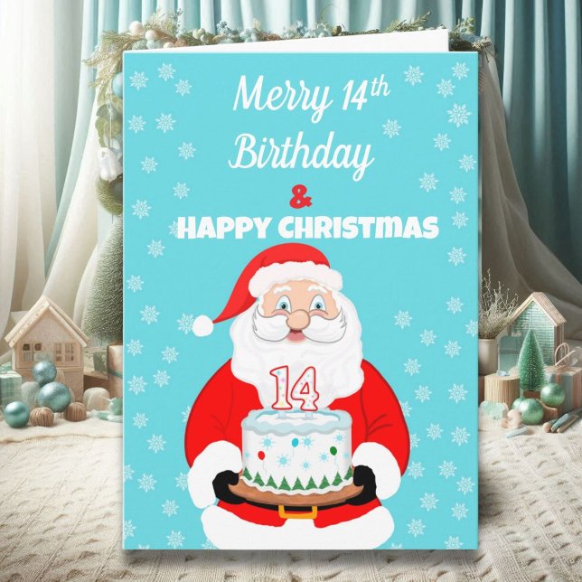 Glad Merry 14-årsdag Jul Tomte  Kort (Skapare uppladdad)