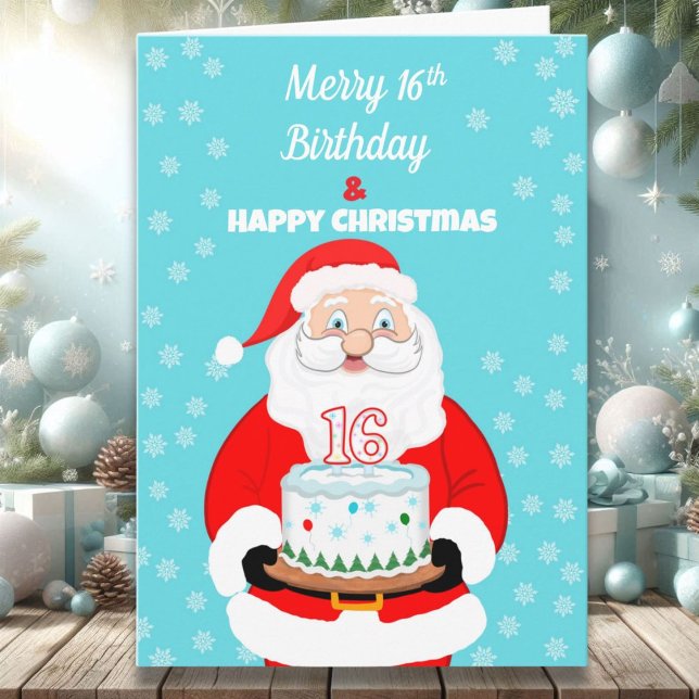 Glad Merry 16-års födelsedag jul tomte  Kort (Skapare uppladdad)