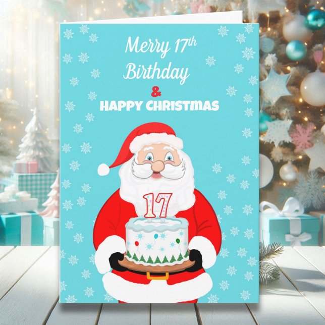 Glad Merry 17-års födelsedag jul tomte  Kort (Skapare uppladdad)