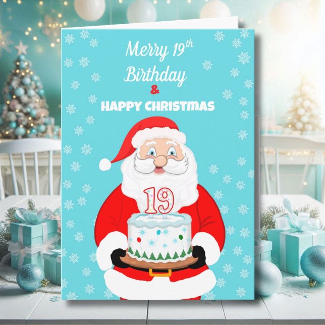 Glad Merry 19-års födelsedag jul Tomte  Kort (Skapare uppladdad)
