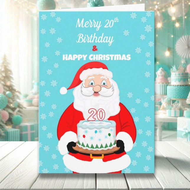 Glad Merry 20-års födelsedag jul Tomte  Kort (Skapare uppladdad)