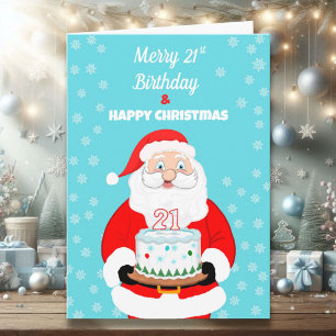 Glad Merry 21-års födelsedag jul tomte Kort