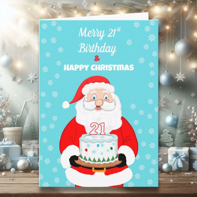 Glad Merry 21-års födelsedag jul tomte  Kort (Skapare uppladdad)