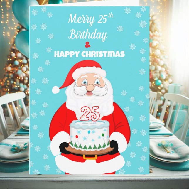 Glad Merry 25-års födelsedag jul Tomte  Kort (Skapare uppladdad)