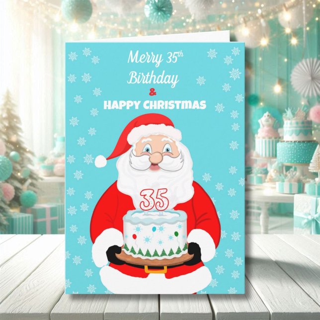 Glad Merry 35-års födelsedag jul tomte  Kort (Skapare uppladdad)