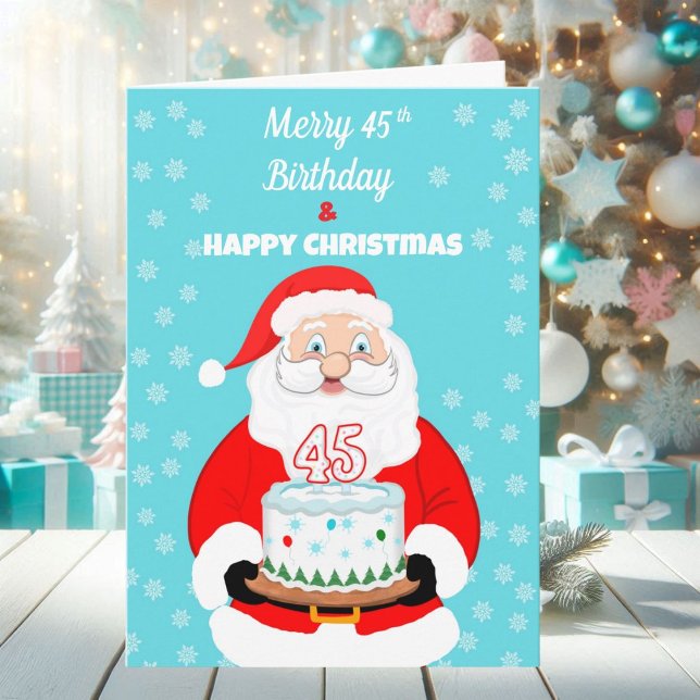Glad Merry 45-års födelsedag jul tomte  Kort (Skapare uppladdad)