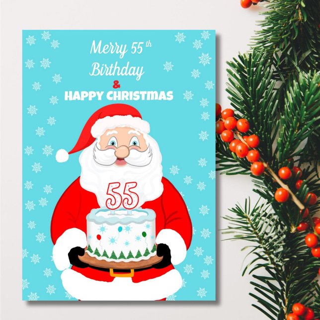 Glad Merry 55-års födelsedag jul tomte  Kort (Skapare uppladdad)