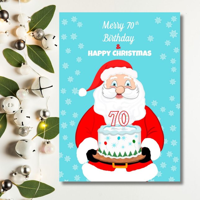 Glad Merry 70-års födelsedag jul Tomte  Kort (Skapare uppladdad)