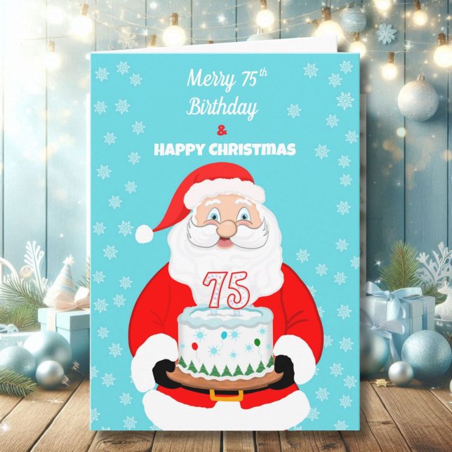 Glad Merry 75-års födelsedag jul tomte  Kort (Skapare uppladdad)