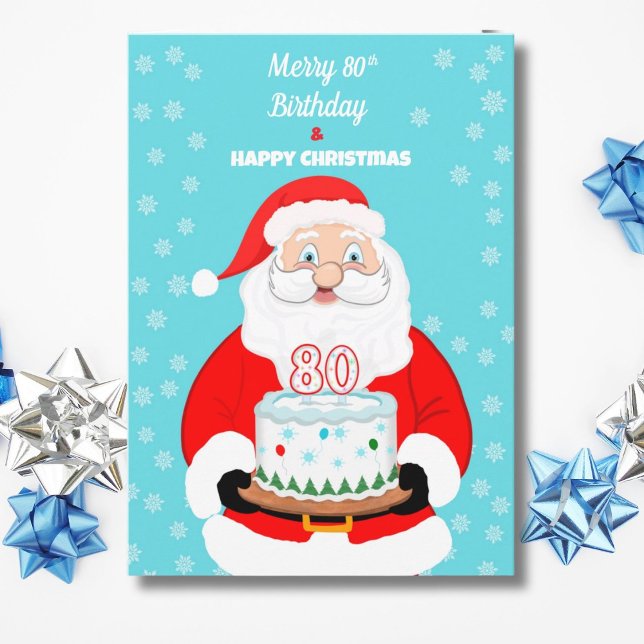 Glad Merry 80-års födelsedag jul tomte  Kort (Skapare uppladdad)