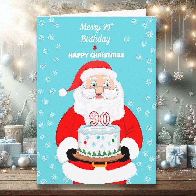 Glad Merry 90-års födelsedag jul Tomte  Kort (Skapare uppladdad)