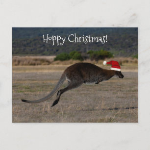 Glad Merry Christmas Känguru Röd Tomtehatt Vykort