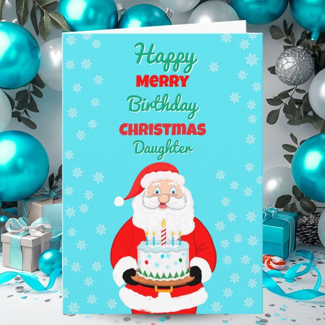 Glad Merry Födelsedag Jul Tomte Dotter Kort (Skapare uppladdad)