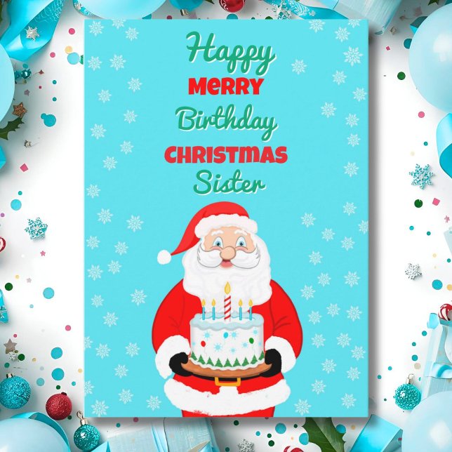 Glad Merry Födelsedag Jul Tomte Tårta Namn Kort (Skapare uppladdad)