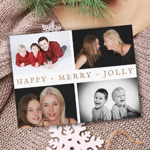 Glad Merry Jolly Familj 4 Foto Collage Högtid Vykort