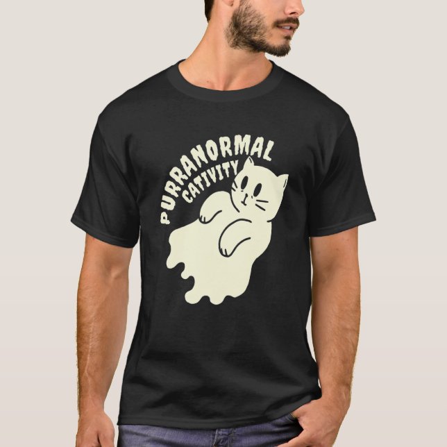 Glad Mew O Ween  Svart Katt  För Halloween T Shirt (Framsida)