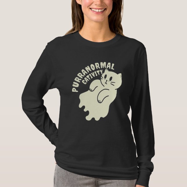 Glad Mew O Ween  Svart Katt  Till Halloween T Shirt (Framsida)
