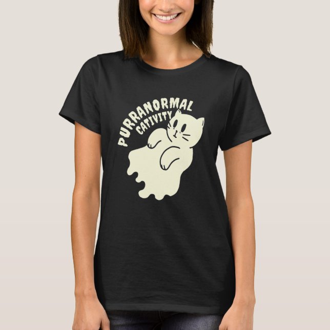 Glad Mew O Ween  Svart Katt  Till Halloween T Shirt (Framsida)