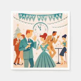 Glad Mid Century Nyår - Martini-dansen Pappersservett