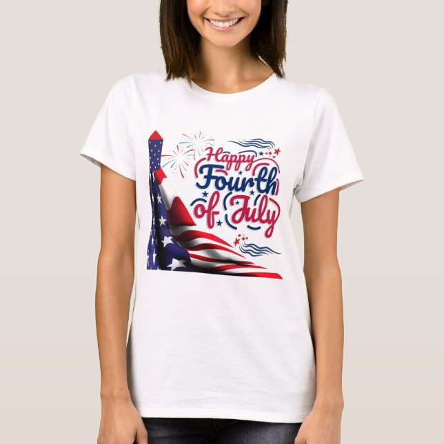 GLAD MIDSOMMAR 4 JULI SJÄLVSTÄNDIGHETSDAGEN  T SHIRT (Framsida)