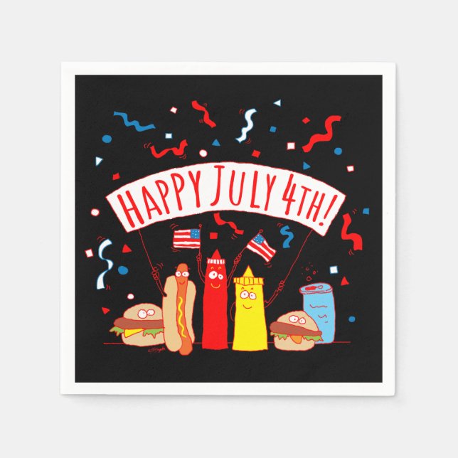 Glad midsommarfest den 4 juli pappersservett (Framsidan)