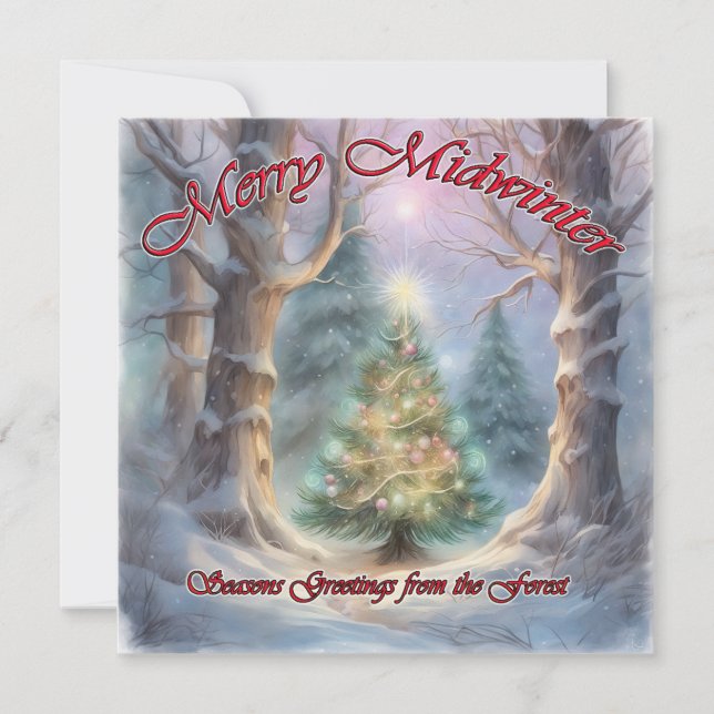 Glad Midvinter, årstidens hälsningar från Skogen Julkort (Framsida)