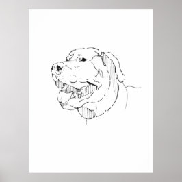 Glad minimalist Labrador Retriever bläck väggkonst
