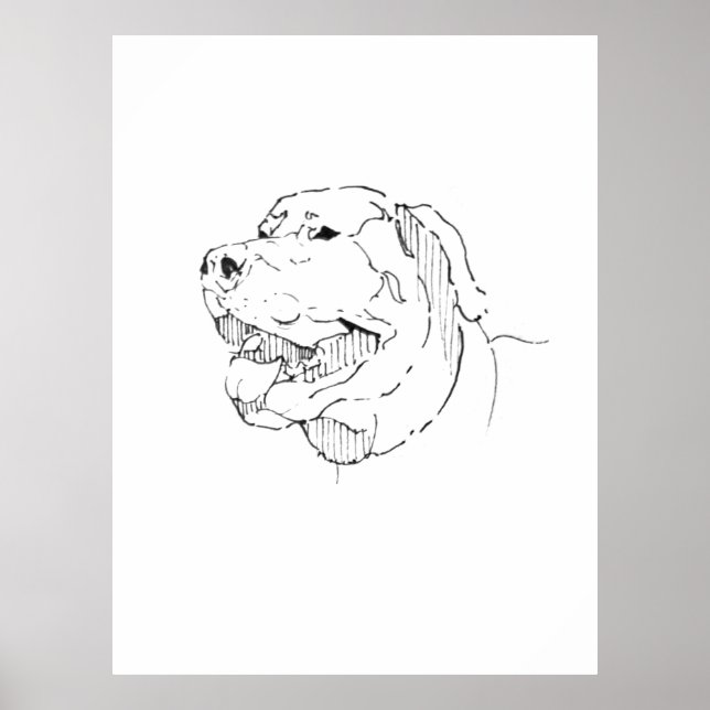 Glad minimalist Labrador Retriever bläck väggkonst (Framsidan)