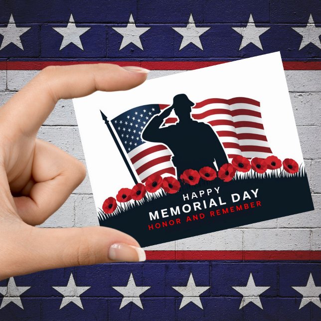Glad minnesdag Röda vallmos Militär  Vykort (Memorial Day Postcard)
