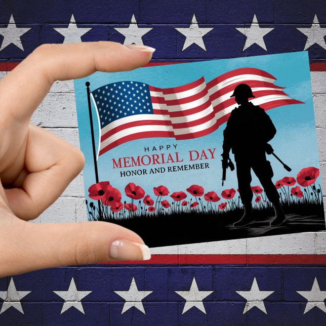 Glad minnesdag Röda vallmos Militär  Vykort (Memorial Day Postcard)