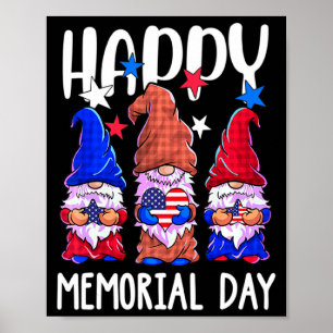 Glad minnesdag tomte usa flagga amerikansk patriot poster