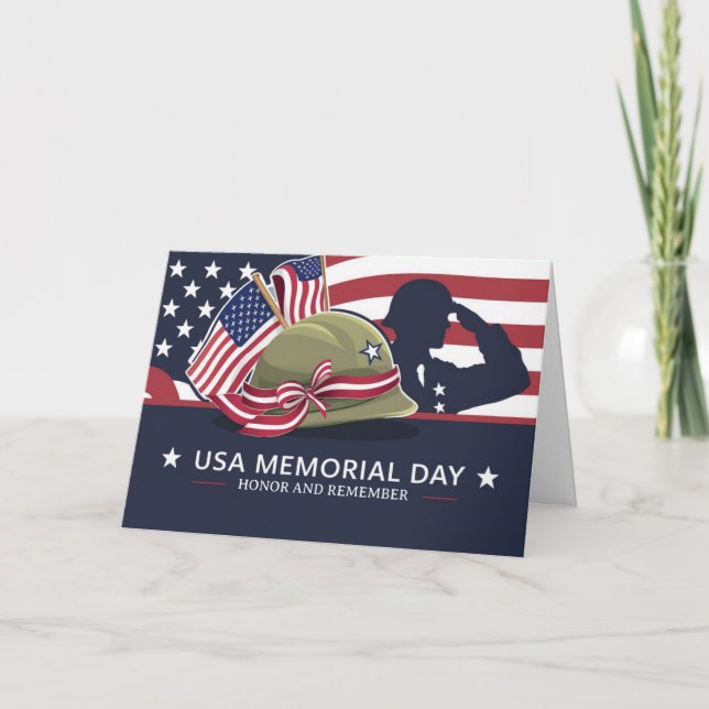 Glad minnesdag USA Flagga Militär Kort (Framsida)