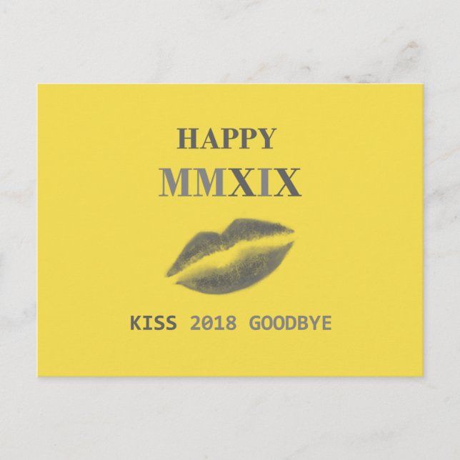 Glad MMXIX kyss 2018 adjö Vykort (Framsida)
