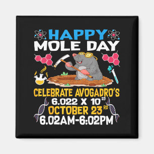 Glad Mole Dag Den 23:e Oktober Kemi Älskande Kvinn Magnet