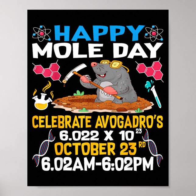 Glad Mole Dag Den 23:e Oktober Kemi Älskande Kvinn Poster (Framsidan)