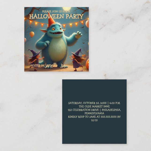 Glad monster Halloween-fest för barn Anteckningskort (Fram/baksida)