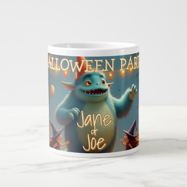 Glad monster Halloween-fest för barn Jumbo Mugg (Framsidan)