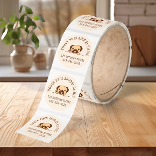 Glad Mops Hund Tittar Beige Anpassad Text Runt Klistermärke