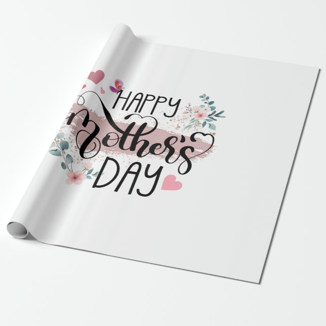 Glad mors dag 2025 Söt blommig för kvinnor Mamma Presentpapper (Utrullad)