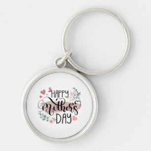 Glad mors dag 2025 Söt blommig för kvinnor Mamma Rund Silverfärgad Nyckelring